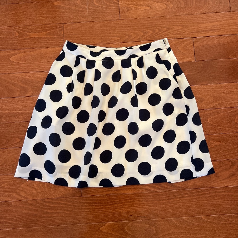 J. Crew navy and white, polka dot skirt, size 2